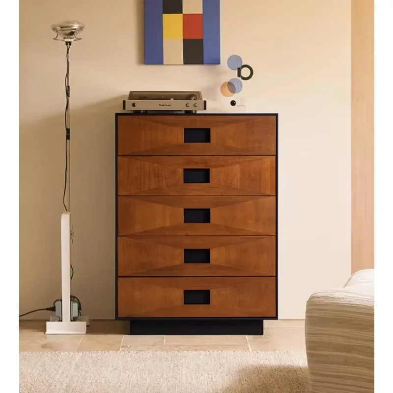 Modern style five-drawer chest of drawers, solid wood durable locker, suitable for bedrooms and living rooms