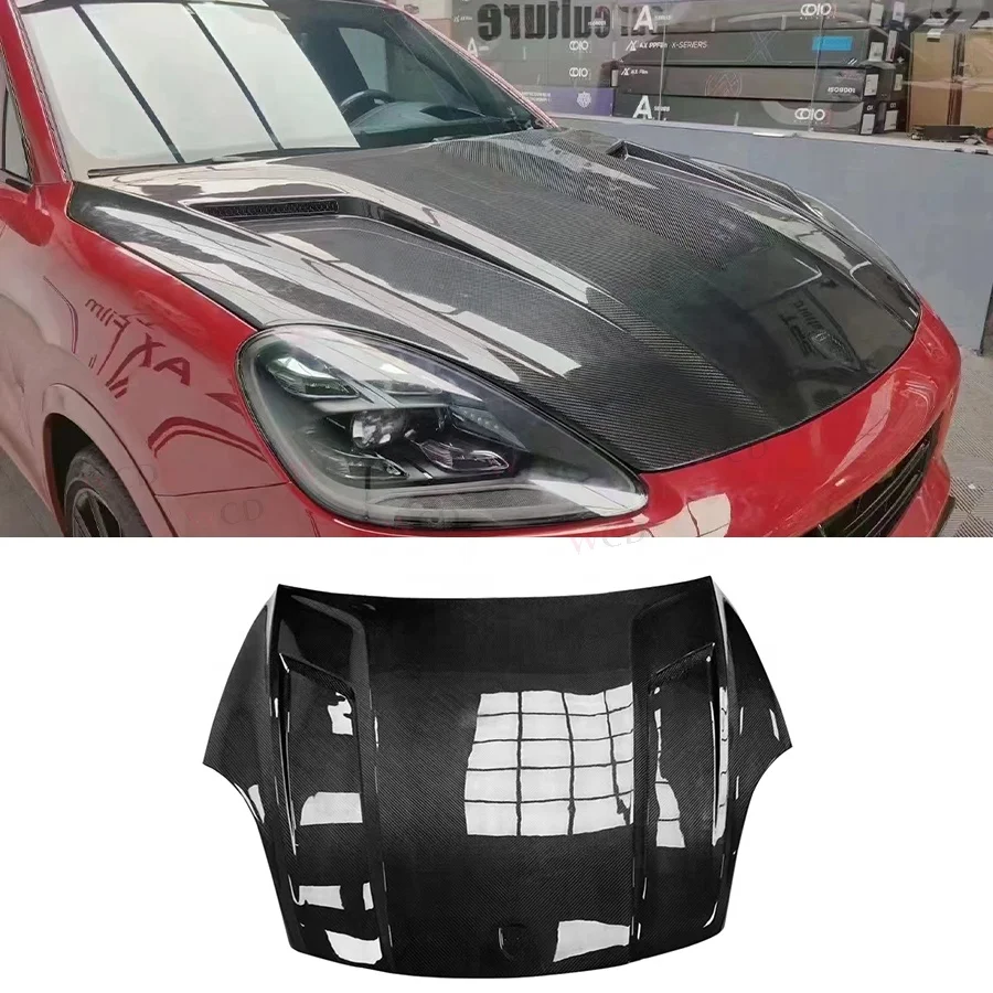 

High Quality Carbon Fiber Front Engine Hoods Body Kit for Porsche Cayenne 9Y0 9YA Tekhyat Hood Bonnet
