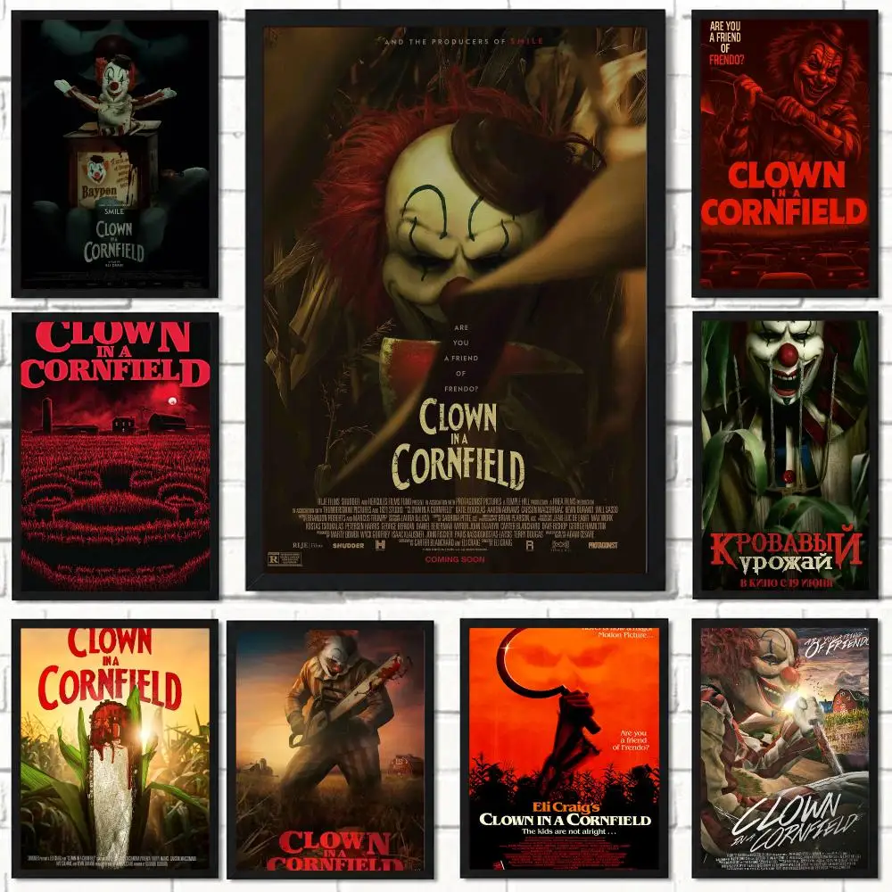 classic movie C-Clown in a Cornfield 2025-D Poster Self Adhesive Wall Decor for Modern Home Cafe Office and Bar