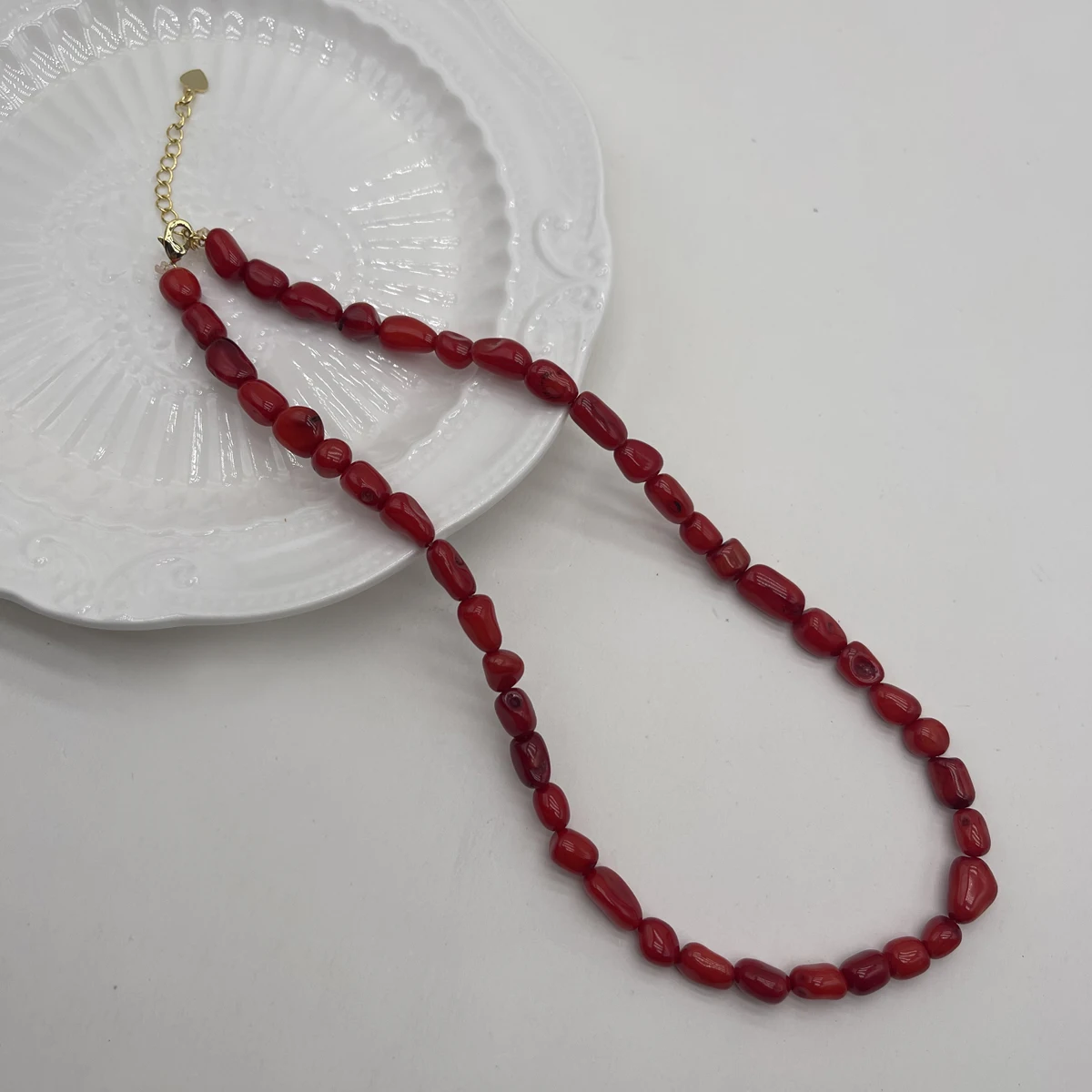 Natural Red Coral Beads Necklace Bracelet Irregular Bamboo Square Round Beads Chains Choker Necklace for Women Jewelry Gift