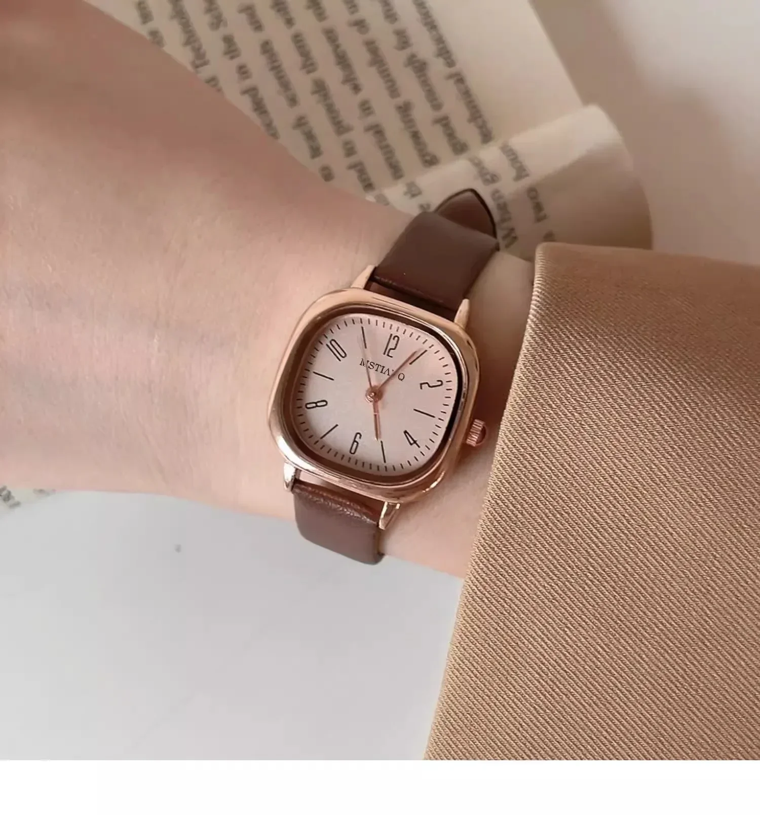 

Новые повседневные наручные часы в стиле ретро, ​​квадратные кварцевые цифровые часы с мини-циферблатом, кожаный ремешок, модные часы, водонепроницаемые наручные часы для женщин