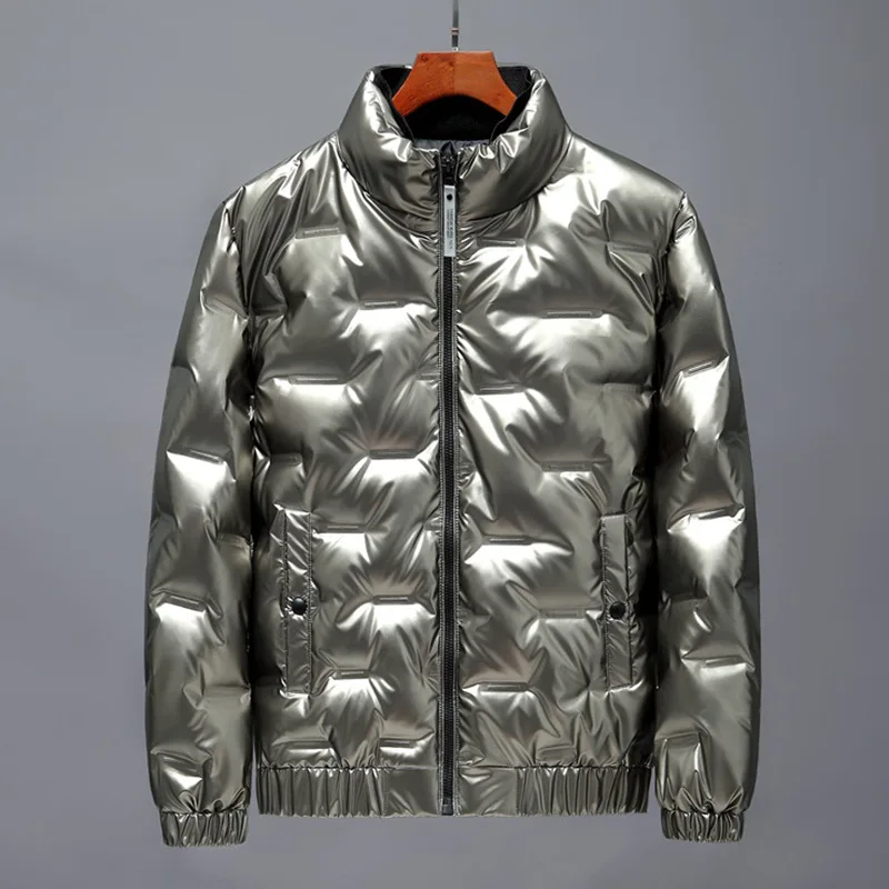 MRMT 2024 Brand New Glossy Down Pure Color Youth Leisure Winter White Duck Down Spot Thickened Zipper Black Down Jacket