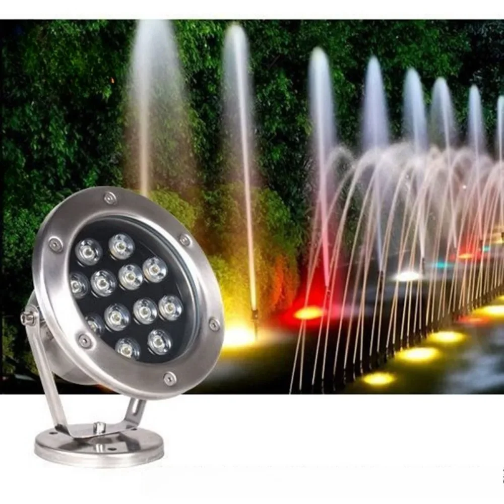 

RGB Color Changing Underwater Pond Light Spotlight for Pond Stainless Steel Swmming Pool Fish Tank Fountain Light Fixture DC 24V