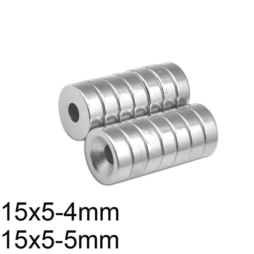 5~300PCS 15x5-5 mm N35 Super Powerful Magnets 15*5 mm Hole 5 mm Permanent Neodymium Magnetic Countersunk Round Magnet 15*5-4