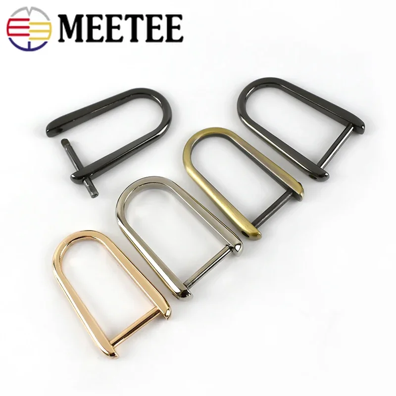 Meetee 2/4pcs ID20mm Detachable Screw D Buckle U Ring Metal Keychain Hanger Hook Clasp DIY Handbag Hardware Leather Accessories