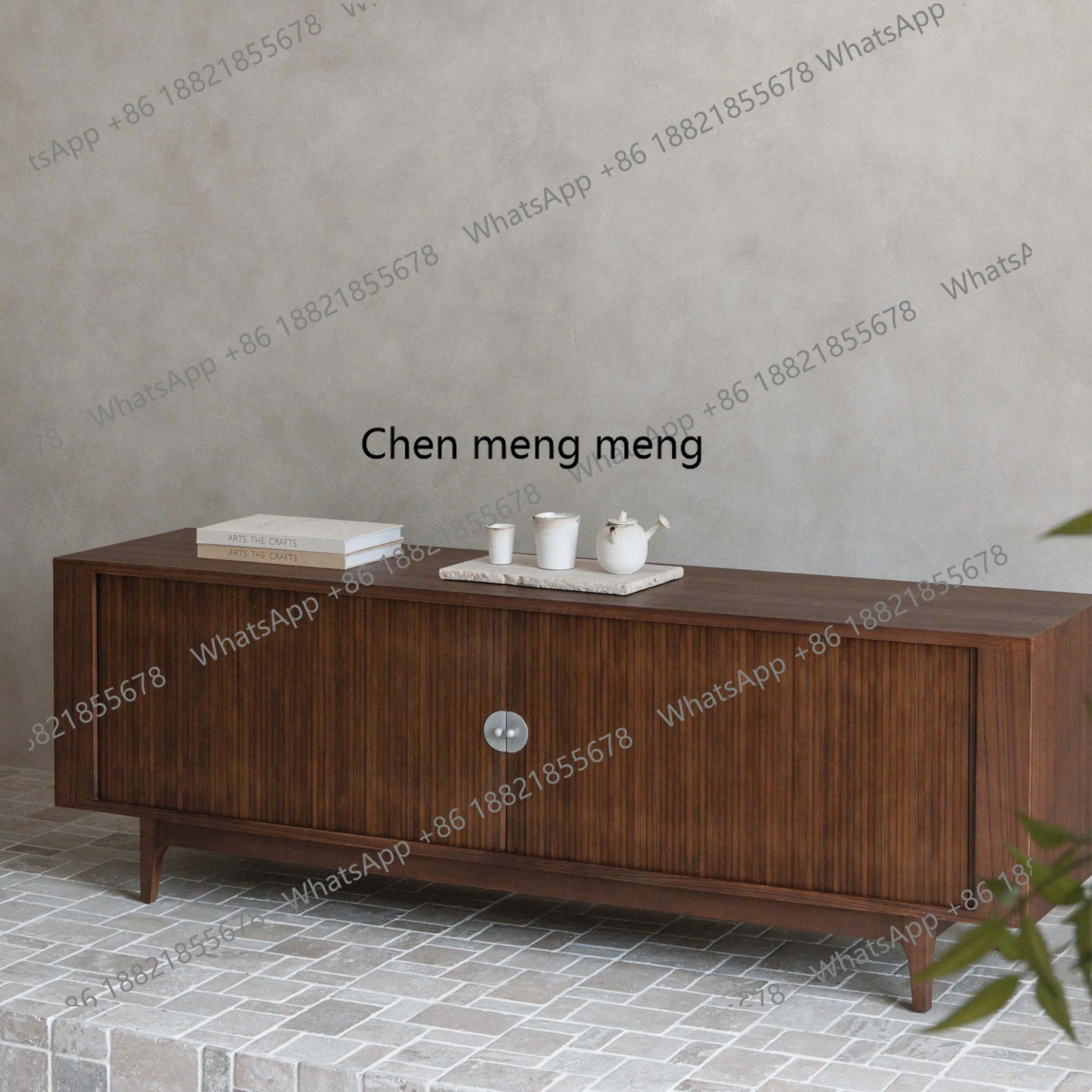 | Solid wood TV medieval retro wabi sabi wind dining side entrance cabinet