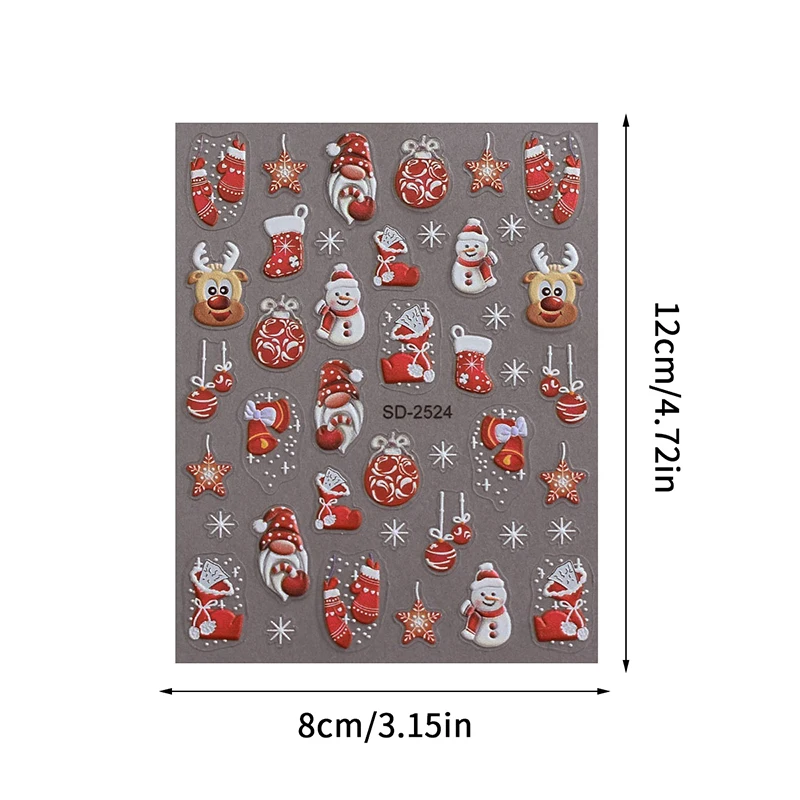 1Pcs Christmas Nail Stickers - Christmas Tree, Snowflakes, Elk, Snowman Fashion Pattern Autumn Winter Nail Art Decoration Decal
