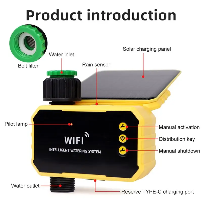 【PASSIONE 】Smart Life APP Controlled Solar Powered WIFI Irrigation Timer Automatic System For Garden Outdoor Tap Valve Controlle