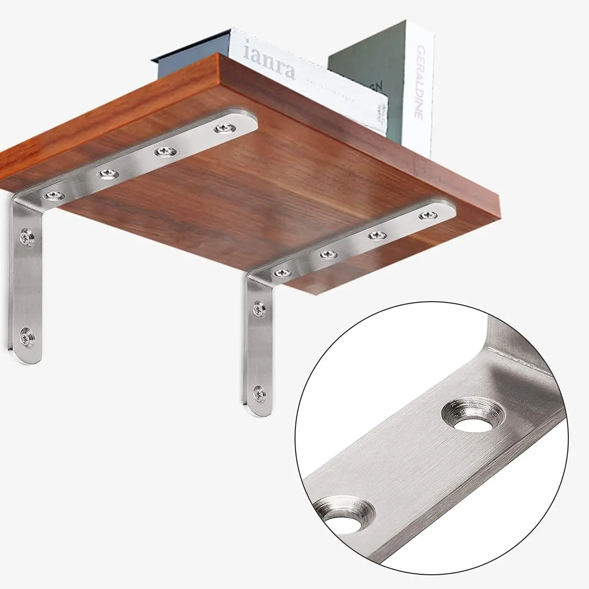 L Shaped Brackets for Shelves - Heavy Duty Stainless Steel Decorative Corner Brace Joint Right Angle Wall Hanging Brackets