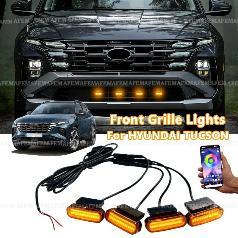 For HYUNDAI TUCSON LED Front Grille Light /Driving/Position Lights Car Daytime Running Light Wheel Eyeb Car LED Signal Lamps