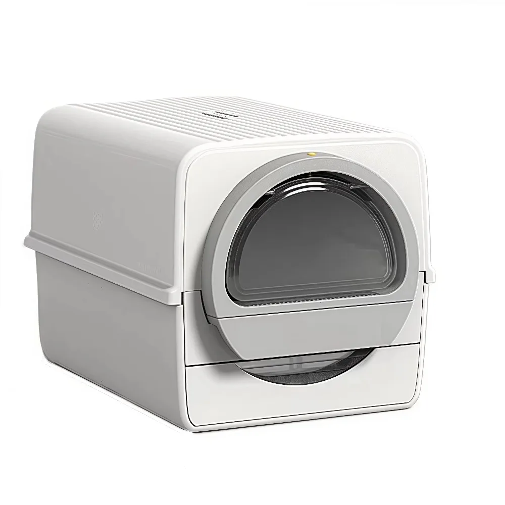 Easy-Clean Semi-Automatic Cat Litter Box - Pull-Out Tray, Large Enclosed Cat Toilet for Hassle-Free Maintenance