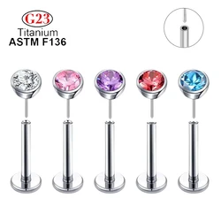 G23 Push Pin Titanium Earrings Set CZ Stone Labret Lip Nose Piercing for Women Ear Stud Tragus Cartilage Threadless Jewelry