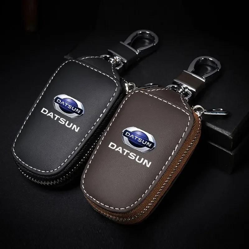 Car Key Chain keycase shield Leather Key wallet for Nis san datsun cross z pickup 12oy 204z 280z GO I GO+ Mi-DO on-DO Redi-GO