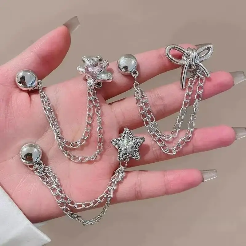 2 Stück Multifunktions-Kleiderklammern mit Kette, Metall-Quastenknöpfen, zum Hochkrempeln von Hosen, aus Legierung, verstellbar für Hosenbeine – Detail 8
