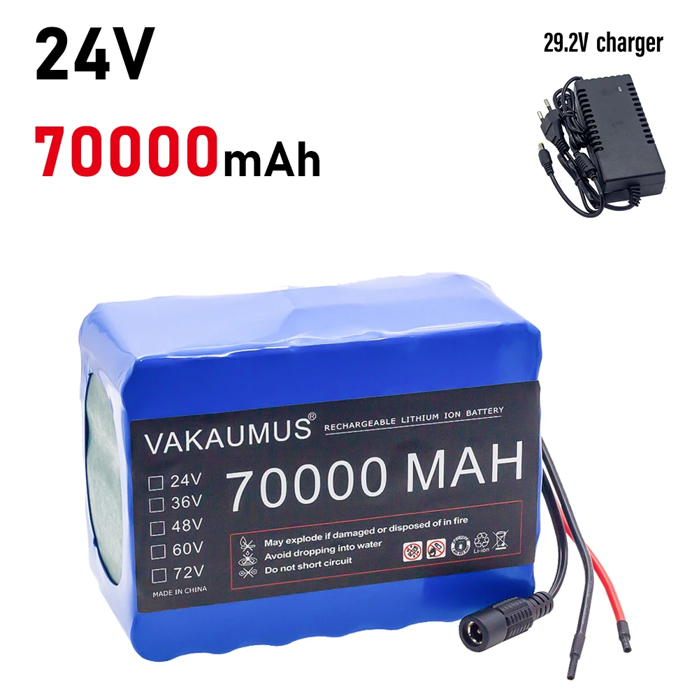 7S6P 24V 70000mAh 18650 Li-ion Rechargeable Battery Pack for Electric Device Vehicle with BMS Optional Interface+29.2V charger