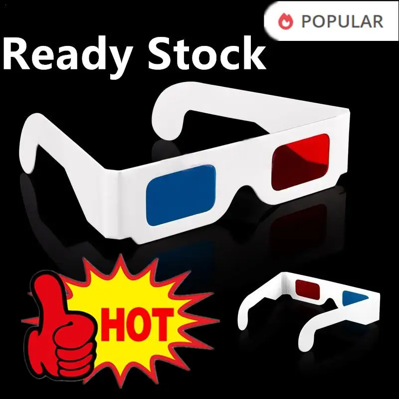 Universal Anaglyph Cardboard Paper Red & Blue Cyan 3D Glasses For Movie Cardboard 3D Glasses Wholesale 1pc