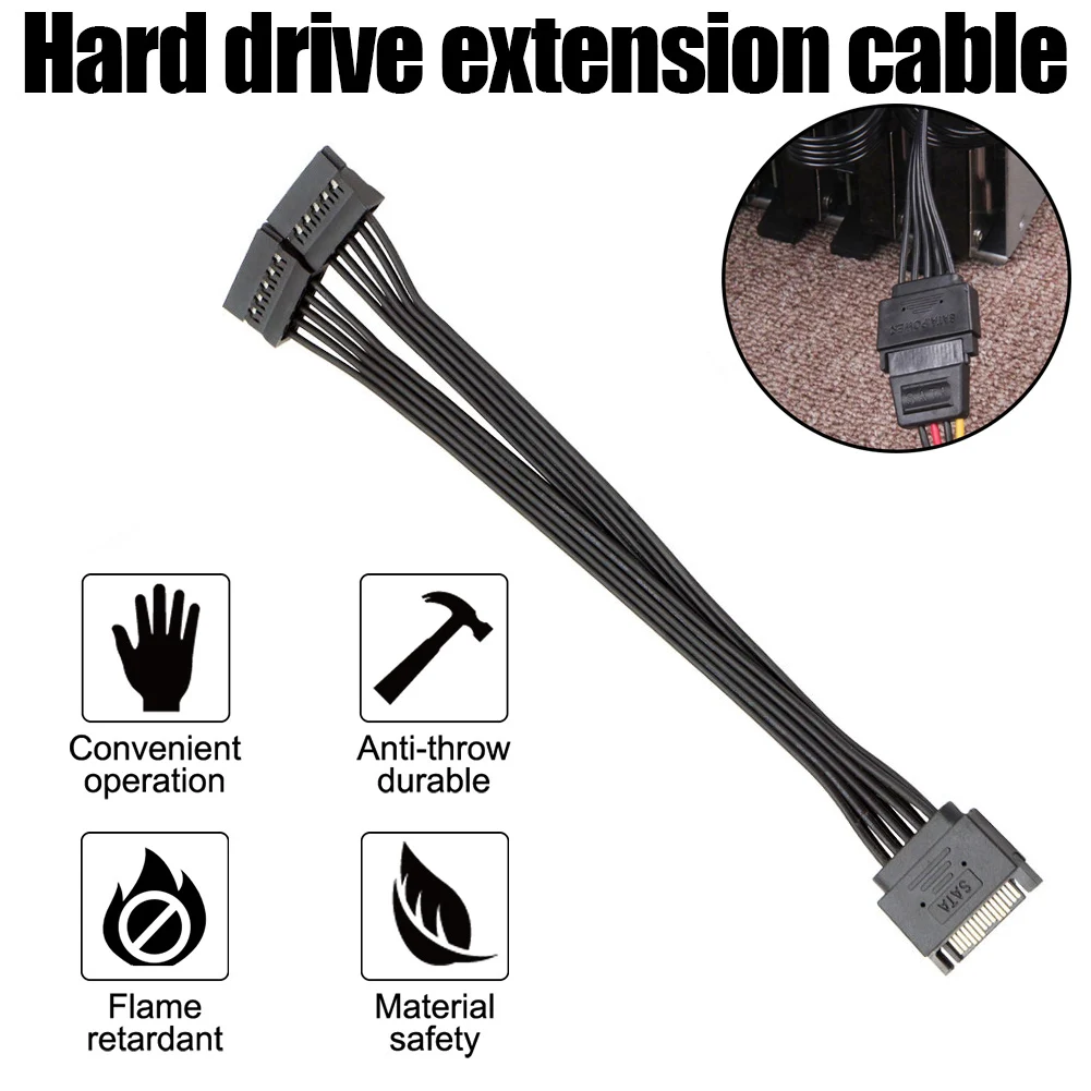 Adaptador de Cable de expansión SATA de 15 pines macho a hembra 1 a 1 2 3 4 5 Cable conector para interfaz de disco duro de ordenador Cable de alimentación