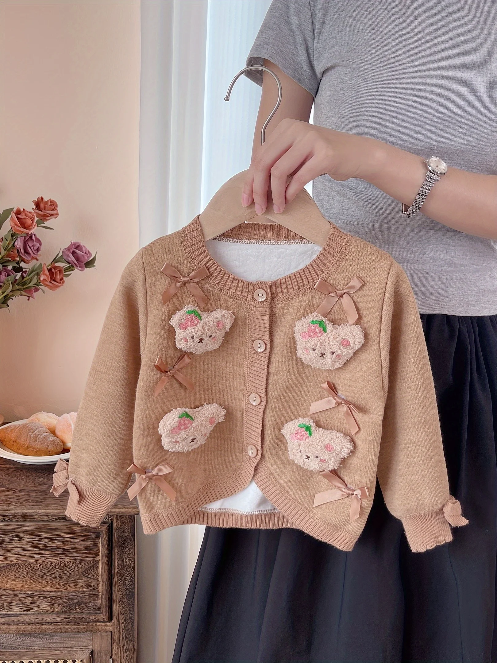 Girls' Spring and Autumn Stylish Knitted Cardigan Jacket, Children's Korean Style New Cute Top