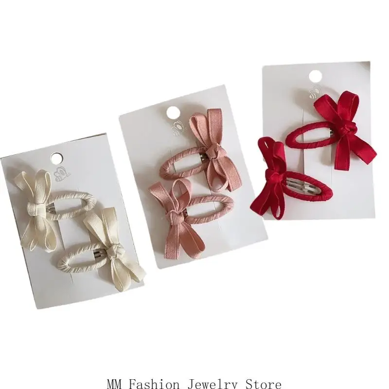 D0UB 6 قطع من أقواس الدانتيل القطنية مشبك شعر للفتيات الصغيرات للخريف والشتاء بتصميم أوراق الشجر الملونة إكسسوارات الشعر مشابك