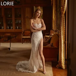 LORIE Elegant Side Split Mermaid Wedding Dresses Lace Appliques Bridal Gowns Sleeveless Country Wedding Gown Customized 2025