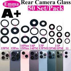 EmmaHelp 50sets Back Camera Glass for iPhone 14 13 12 11 Pro Max X XS XR 7 8 Plus Rear Camera Cover Lens with 3M Sticker Adhesiv