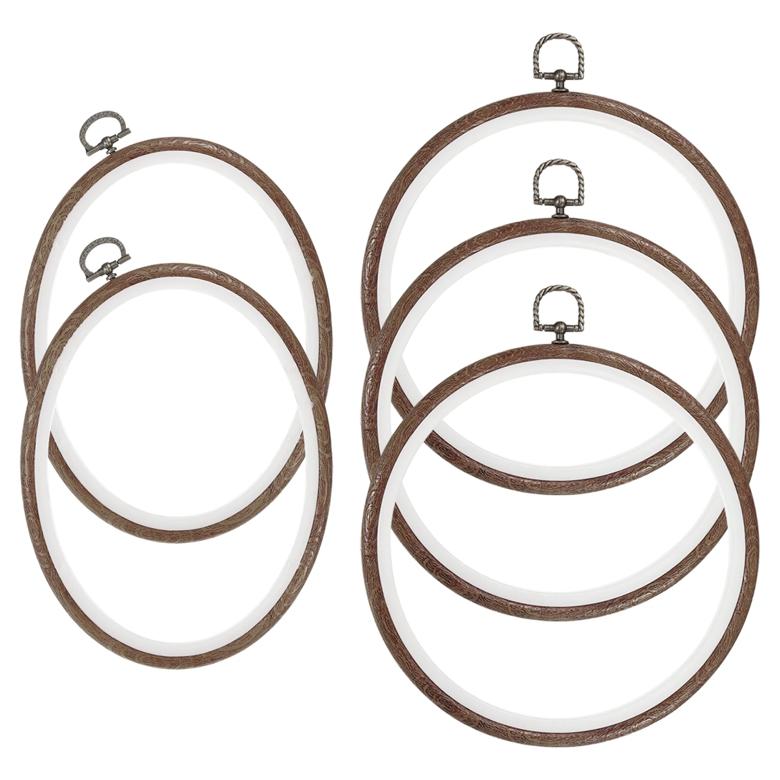 

Uxcell 5pcs Embroidery Hoops Set, 7"/ 8" Oval Round Imitated Wood Circle Cross Stitch Hoop Ring for Embroidery Art Craft Sewing