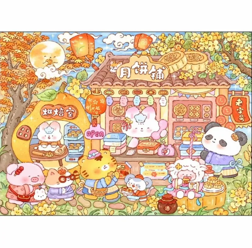 

9CT 120X90CM Магазин Mooncake Рукоделие, сделай сам Гостиная Печатная вышивка крестиком, набор для вышивания Полная хлопковая нить 67 цветов