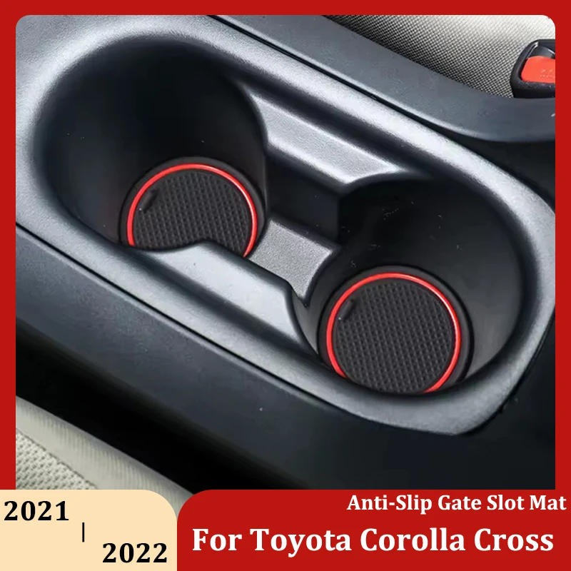 Автомобильный противоскользящий коврик, дверной слот, подушка для чашки, коврик с пазами, наклейки, аксессуары для интерьера для Toyota Corolla Cross SUV 2021 2022