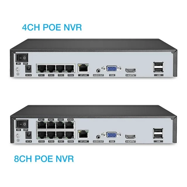 XMeye 4CH/8CH POE NVR Recorder H.265 4k 8mp Face Detect Network CCTV Video Recorder