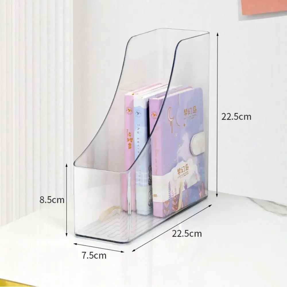 Minimalist Clear Plastic Office Desk Magazine Organizer with Single Slot for File and Book Storage