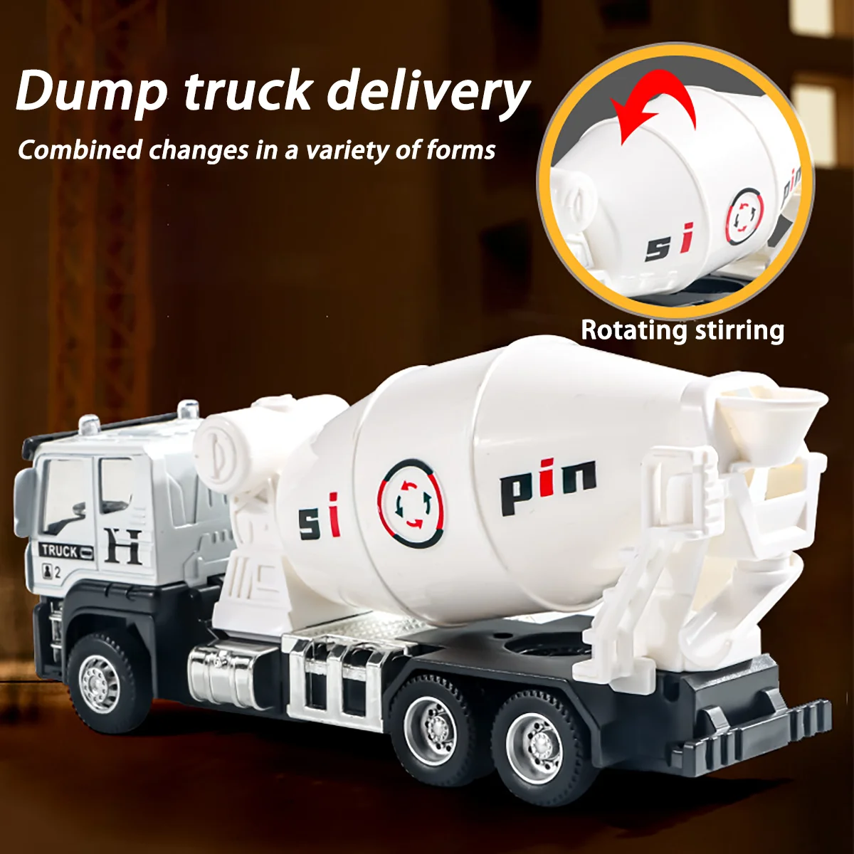 Children's alloy toy mixer trucks, excavators, dump trucks, simulated car mud pump trucks, engineering vehicle models
