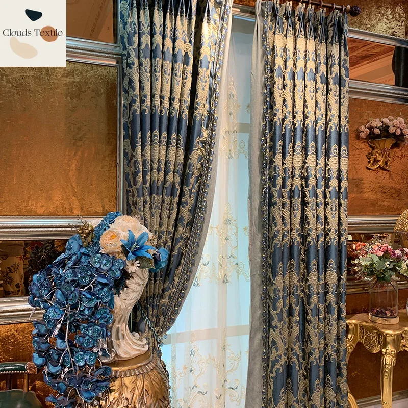 

Custom Size！！European Style High-end Luxury Atmospheric Embroidered Classic Curtains for Living Dining Room Bedroom Decor Window