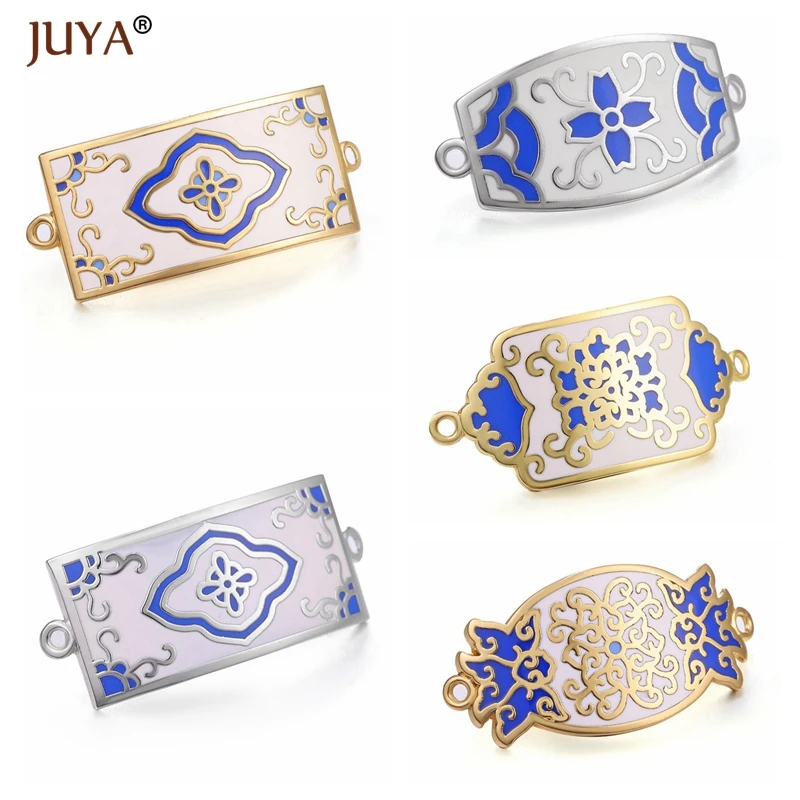 Juya Creative Accessories For Jewelry Making New Trendy Colour Enamel Charm Pendants Connectors DIY Jewelry Components