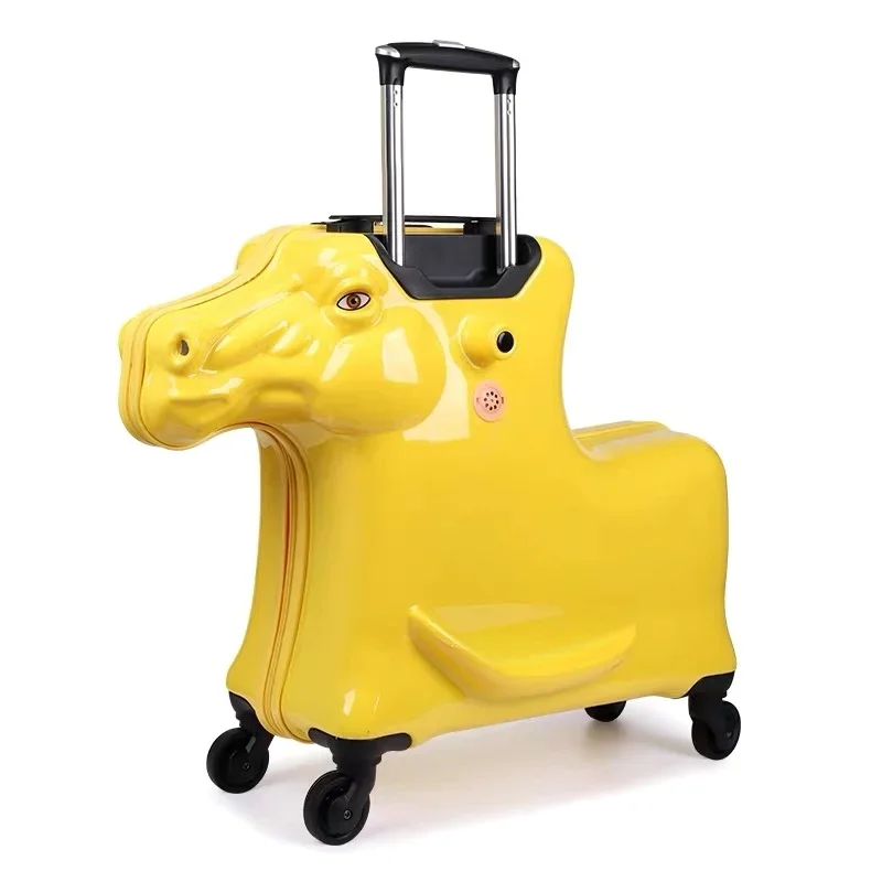 New HOT 3D cartoon horse travel rolling luggage bag kids cute trolley suitcase on wheels children Riding Sitting Luggage case