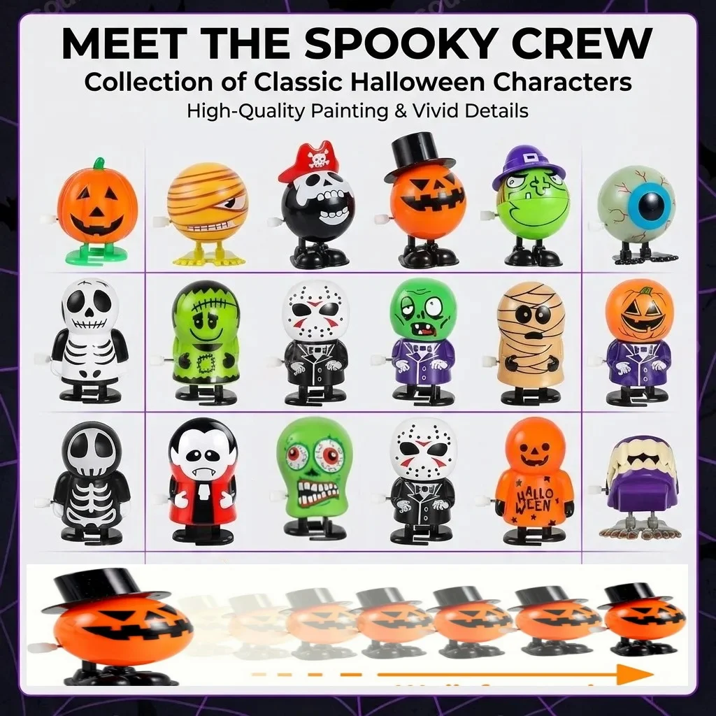 Clockwork Chain Toys Teeth Ghost Pumpkins Skulls Santa Claus Fun Novelty Jumping Small Ornaments Halloween Christmas Party Gifts