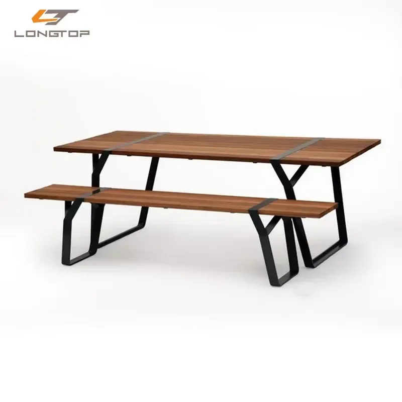 New Product Nordic Simple Design Outdoor Furniture Mueble De Exterior Metal Leg Teak Bench