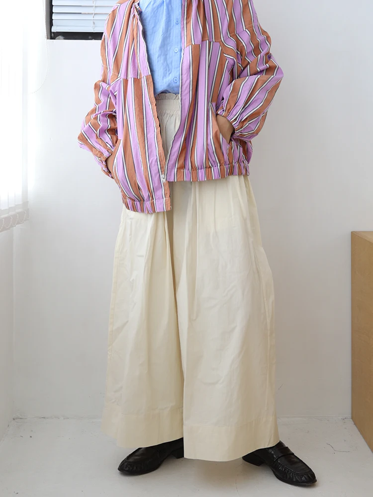 

Pure Cotton Wide Leg Casual Pants Floral High Waist Long Straight Tube Pants Comfortable Breathable Women's Premium Faion