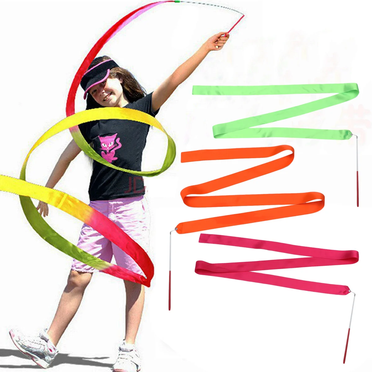

8pcs Rhythmic Gymnastics Ribbon Artistic Dance Streamers For Kids Colorful Baton Twirling Training Equipment Chinese Oriental
