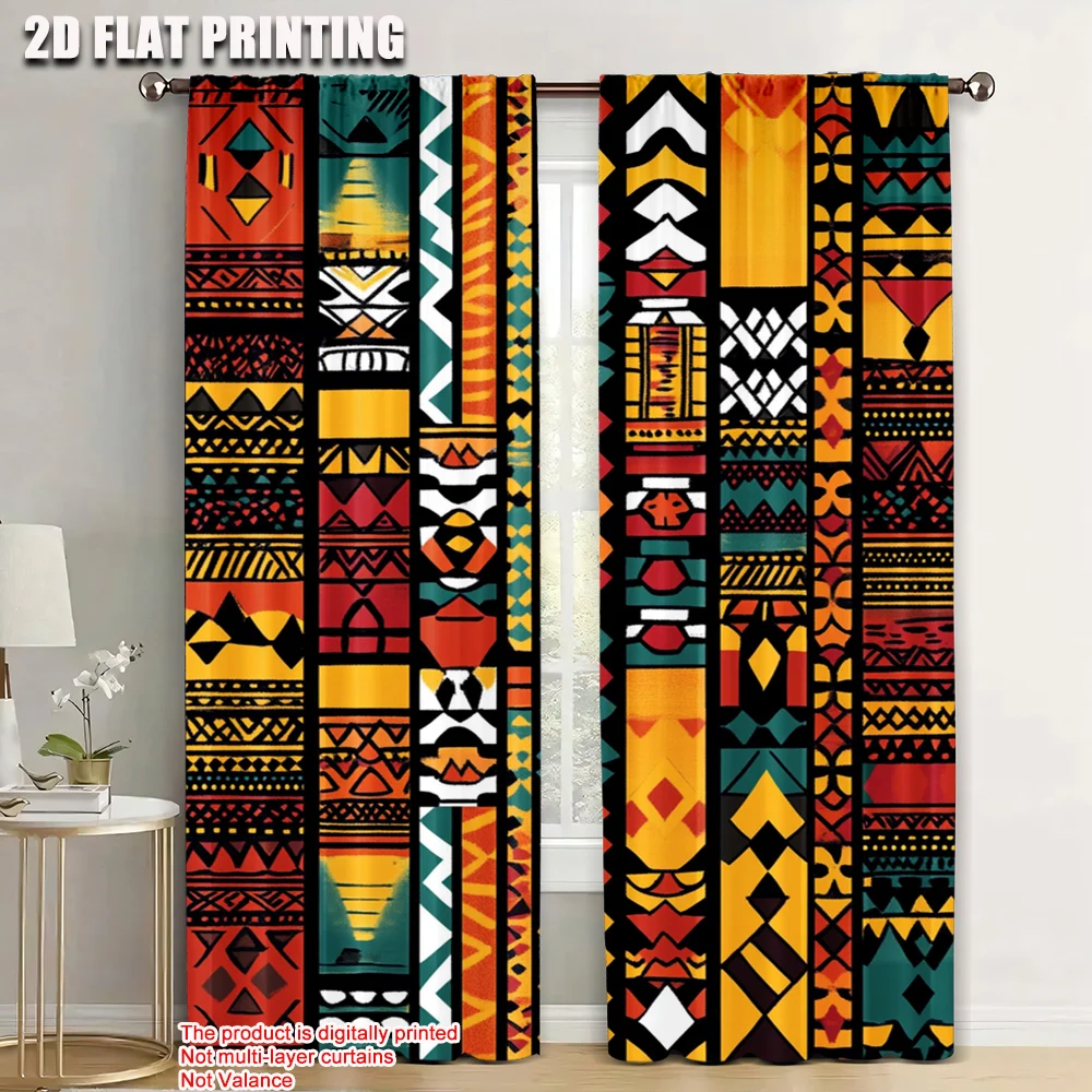 

2pc,Window Curtains Cultures Geometrical Durable 100% Polyester Fabric,Without Electricity Spring Party & Holiday Decor Use for