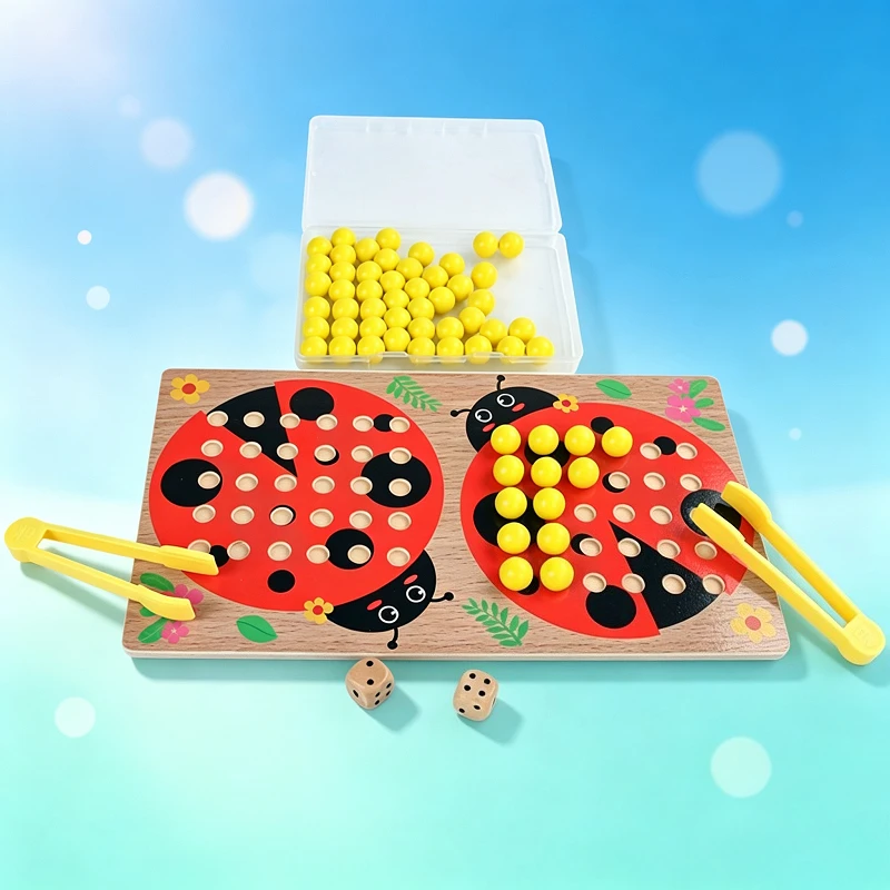 Kid Toys Ads - Holz-Marienkäfer-Perlen-Zählspielzeug, Frühes Lernen für Kinder, Hand-Auge-Koordination,