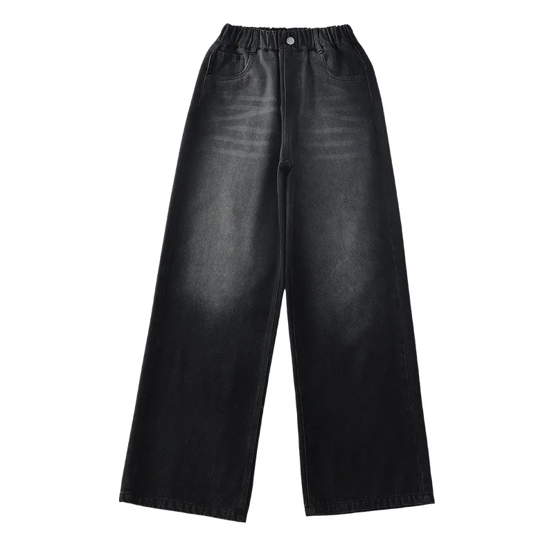 Teenager Girls Fashion Gradient Wide-Leg Jeans For Tween Girls Streetwear Loose Denim Pants Kids Washed Jeans Child Trousers