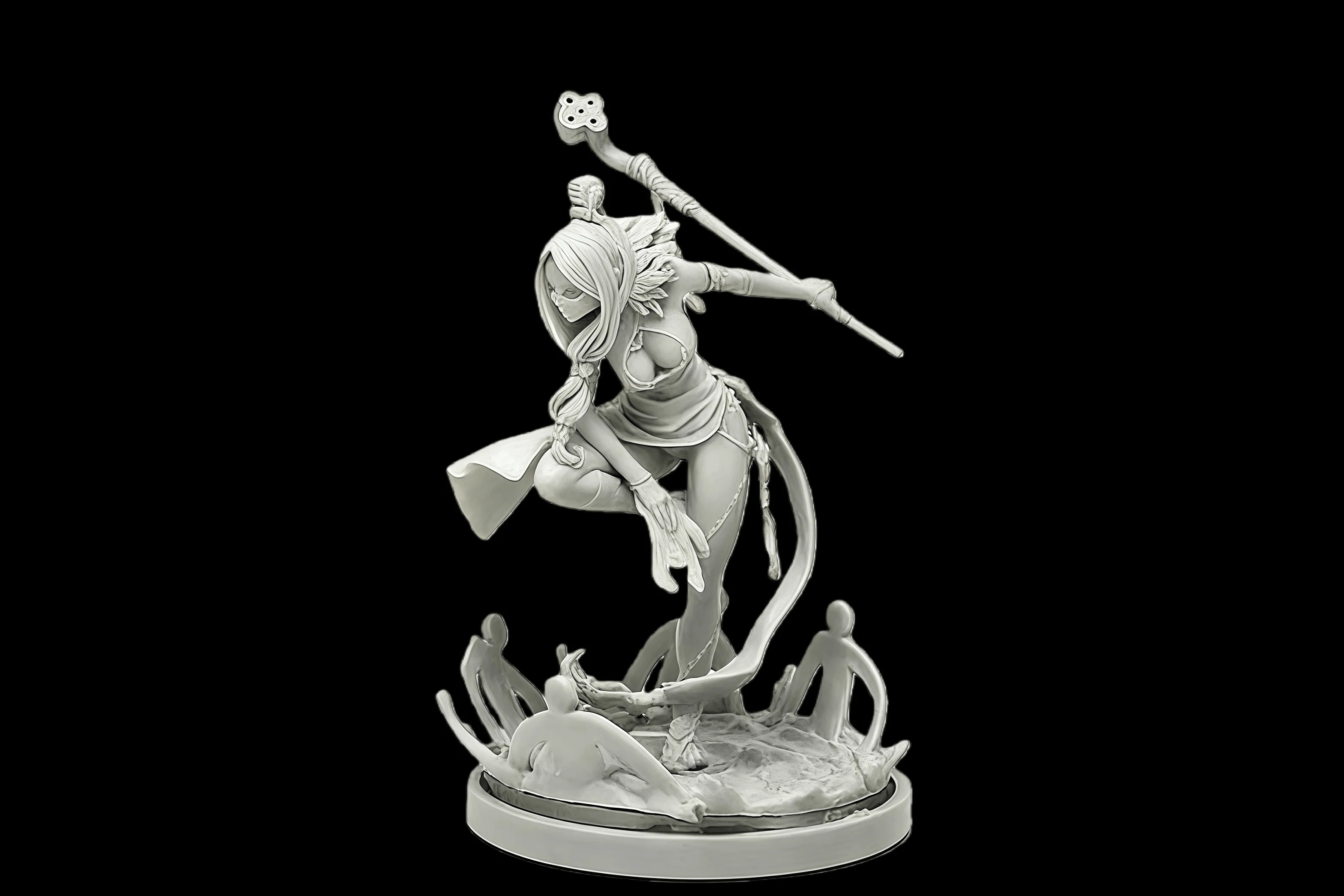 

40mm Die-casting Resin Model Assembly Kit, GK， Resin Female Magician, Unpainted, Needs To Be Assembled