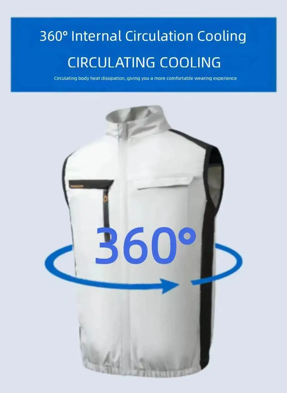 夏用エアコン付き作業服、ファン冷却機能付き、屋外温度を下げる通気性ベスト（モバイルバッテリーは除く）