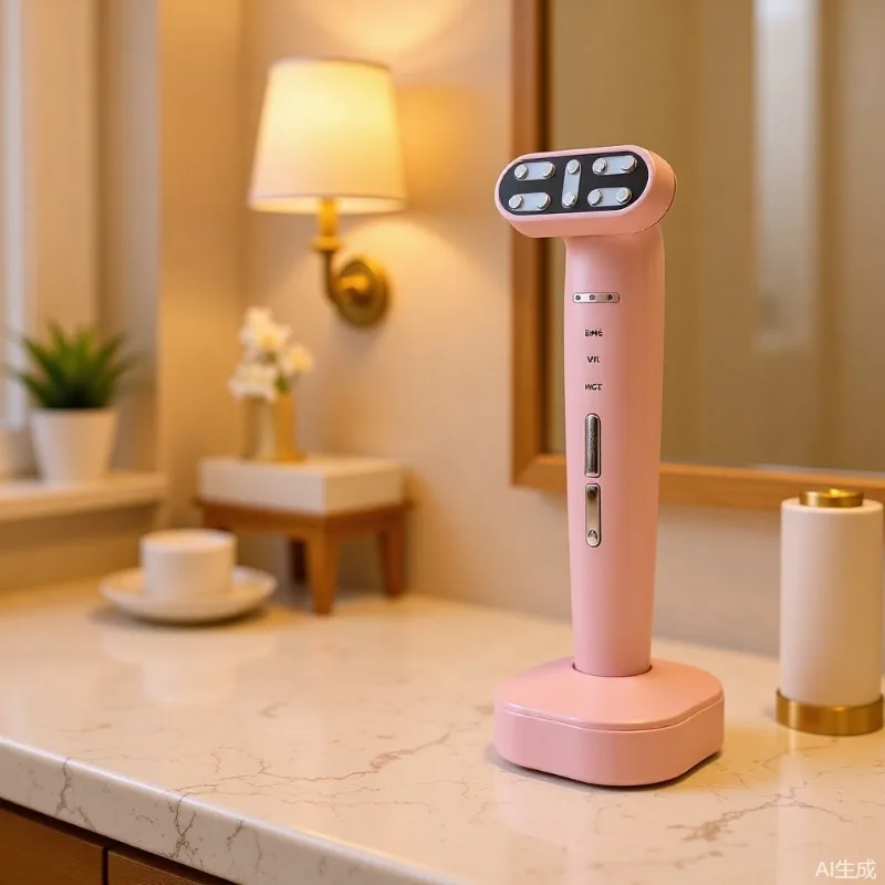 Heated Vibration Eye Beauty Massager with Color LED Light Therapy, Portable Anti-Aging Eye Care Instrument