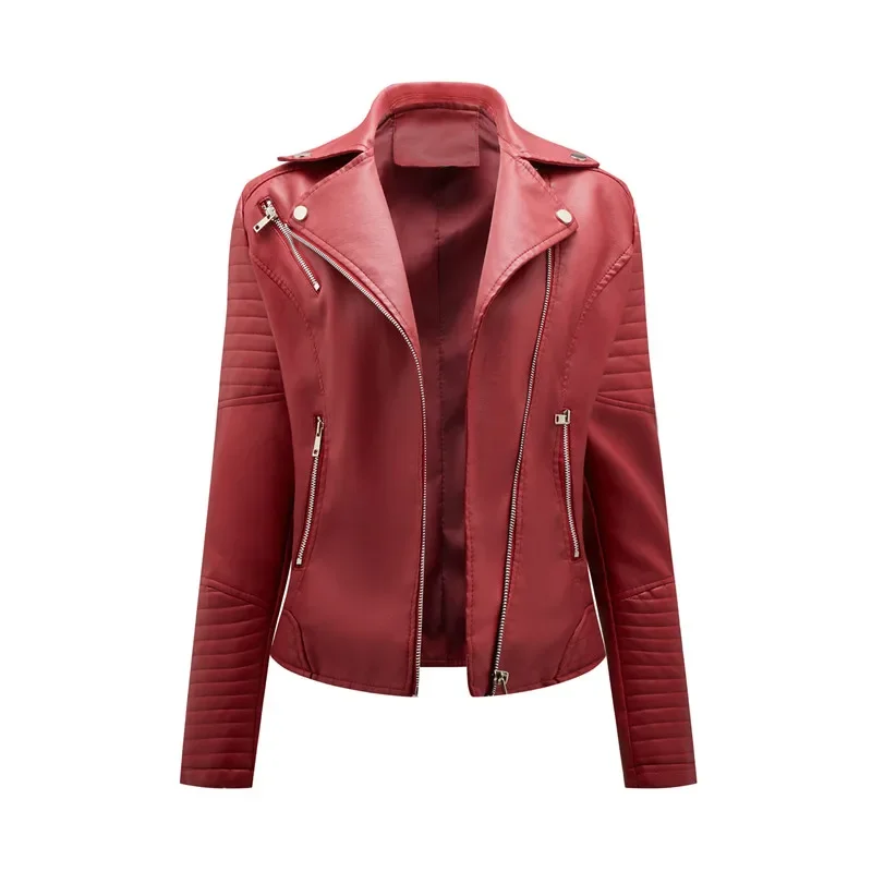 2026 Women Black Faux Leather Jacket Spring Autumn Zipper Casual Pu Coat Female Biker Outerwear Ladies Clothes S-XXXL