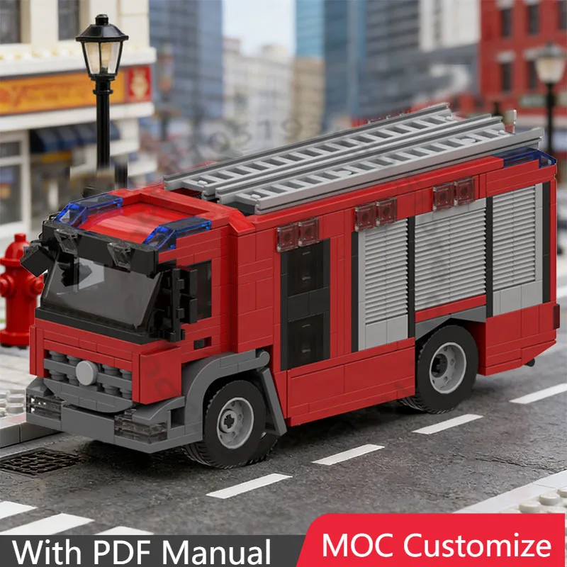 

Набор для сборки гоночной пожарной машины (579 деталей), модульный конструктор MOC, популярный дизайн, простая технология DIY, праздничный подарок