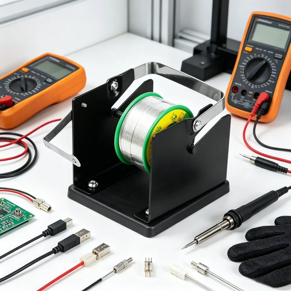 Compact Solder Wire Spool Dispenser Holder, Adjustable Metal Reel Stand For Workbench, Welding Wire Organizer Tool