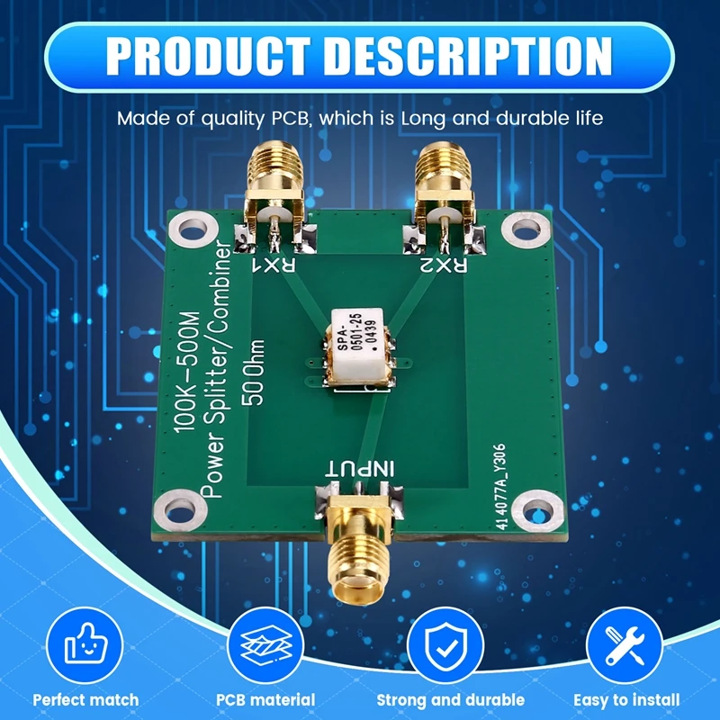 50 โอห์ม 100K-500Mhz Power Divider Combiner/Splitter (ไม่มีเปลือก)