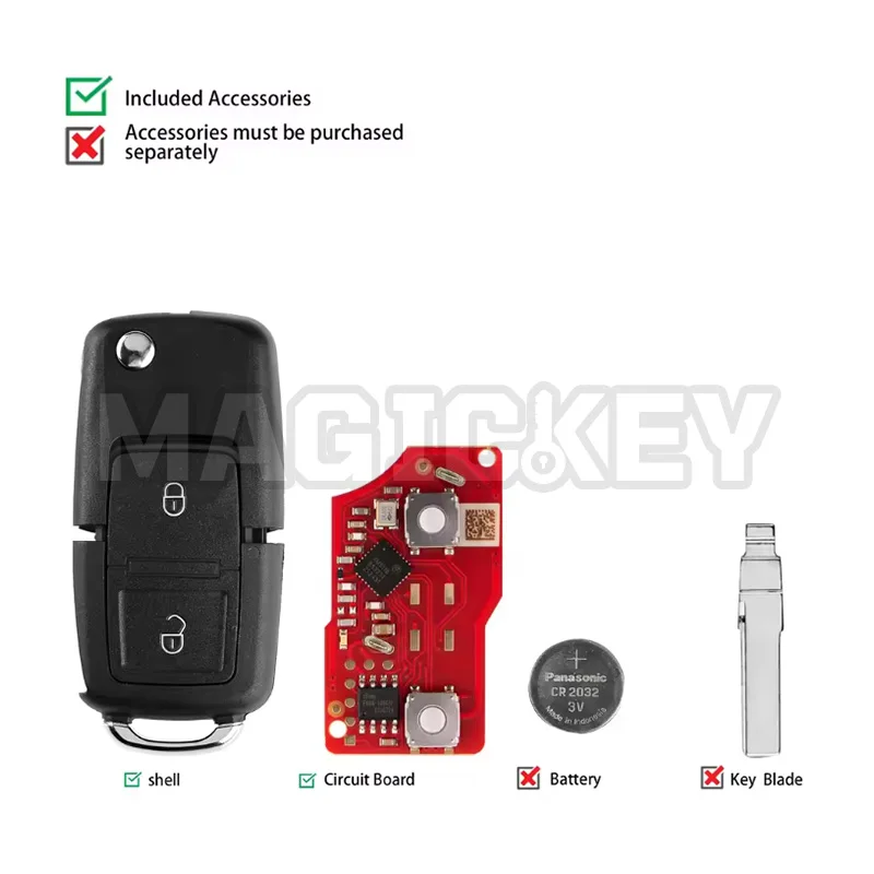 1 قطعة XHORSE XKB528EN B5 نمط زرين مفتاح قابل للطي الجيل الثاني مفتاح بعيد عالمي #3