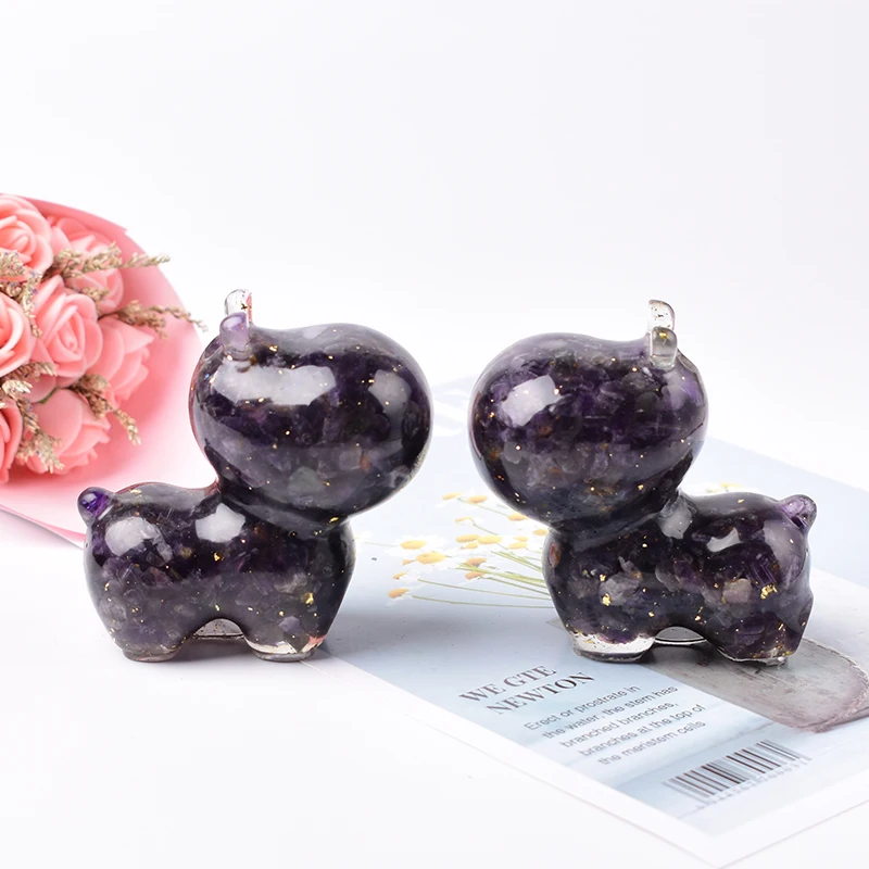 1PC Natural Amethyst Gravel Silica Gel Colourful Loveliness Deer Figurine Crafts Souvenir Home Decor Reiki Energy Stone Gift